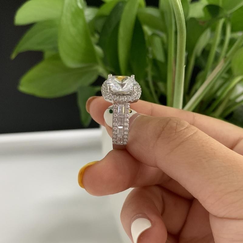 Sparkg Sterg Sier Zircon CZ Dia Wedding Rings Set Square White Gemstones Ideal Bridal Gift for Couples Choucong Brand