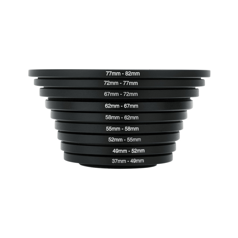 18pcs 9pcs Camera Lens Filter Adapter Ring Step Up/Down Set 37-82mm 82-37mm for All DSLR Camera Lens Mount Set Kit