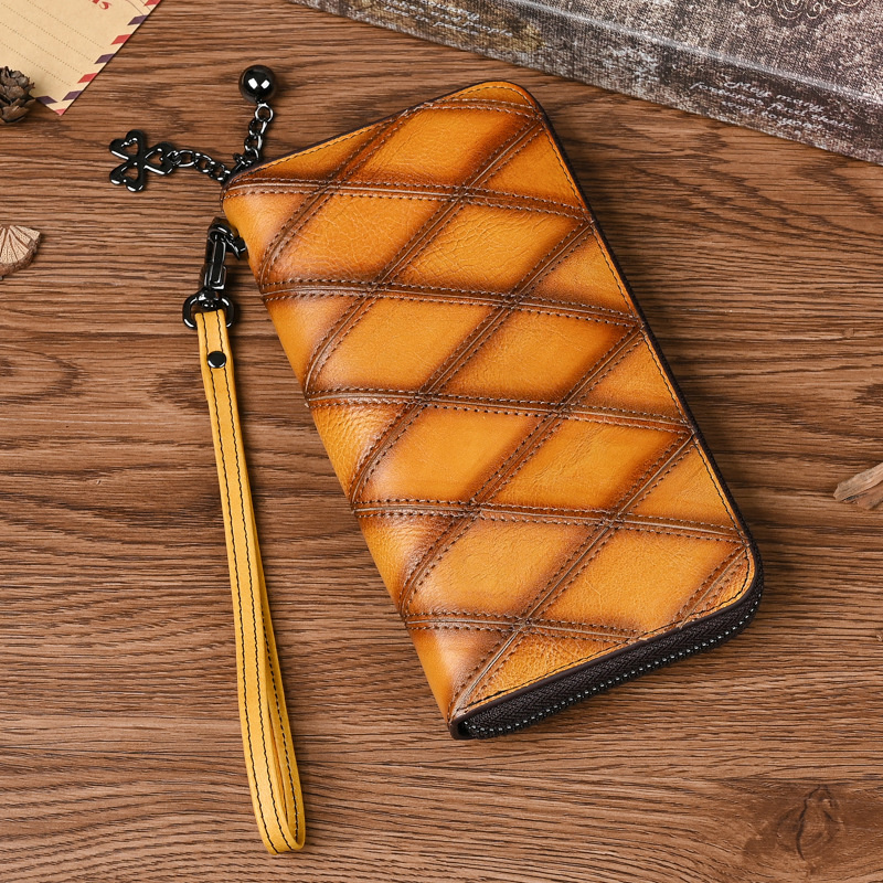 MOTAORA 2024 New Genuine Leather Wallet Women's Purses Retro Long Zipper Phone Bag For Woman Large Capacity Wallets For Women
