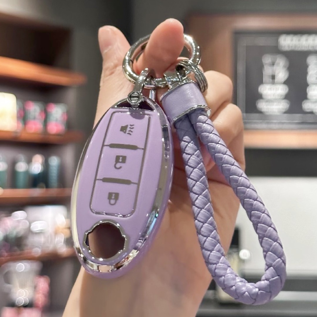 TPU Key Fob Cover with Keychain Lanyard for Nissan 370Z Armada Kicks Murano Pathfinder Rogue Titan Versa Note Infiniti Smart 3