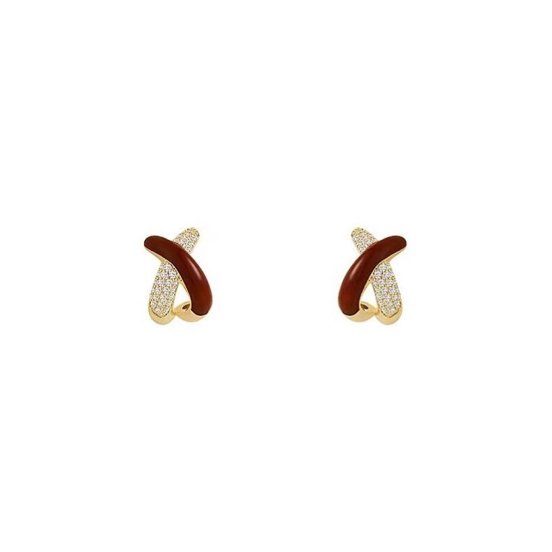 Sterg Sier Cross Earrings Women, White Sapphire Stud Earrings, Temperament Classical Jewelry for Wedding Anniversary, Lover Gift