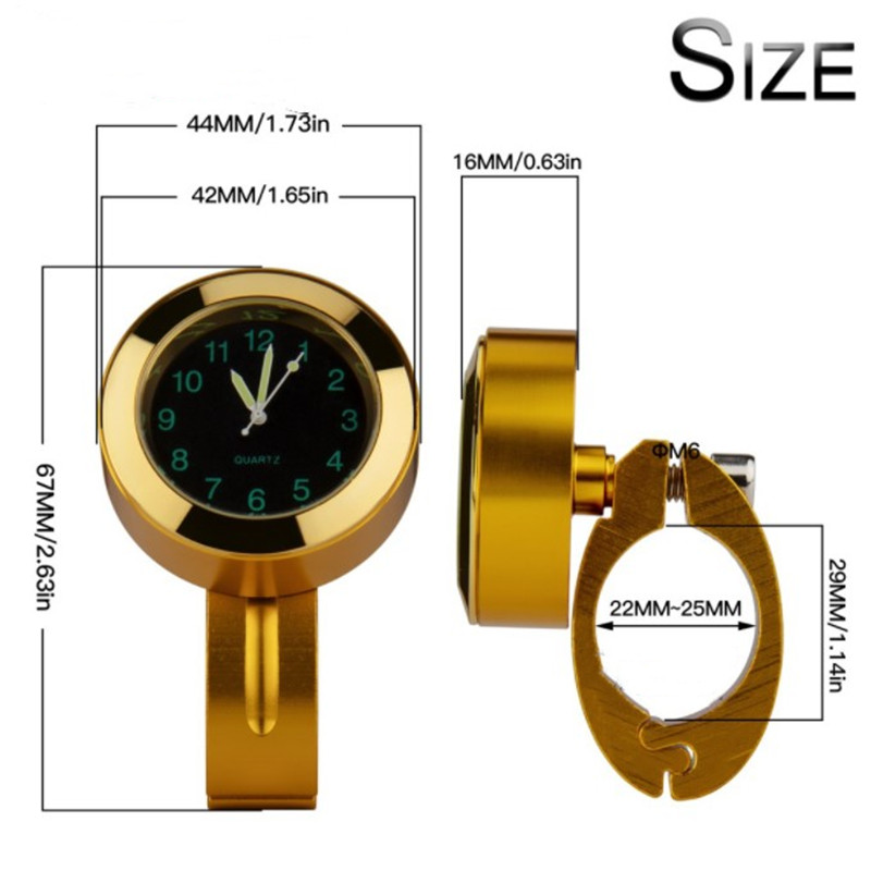 Motorcycle Handlebar Watch Luminous Clock Refit Waterproof Shockproof Buckle Mount 7/8" new Chrome Quartz Aluminum 2025 Moto Accessories