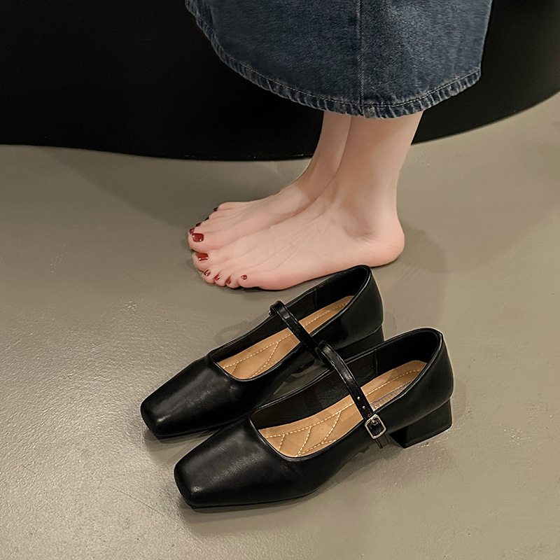 Temperament commuter single shoes women 2024 new spring and autumn fashion style thick with Mary Jane shoes