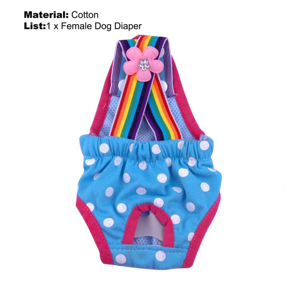 Female Dog Diaper Underwear Briefs Cute Comfortable Washable Polka Dot Striped Sanitary Diaper Pet Physiological Pants for Home