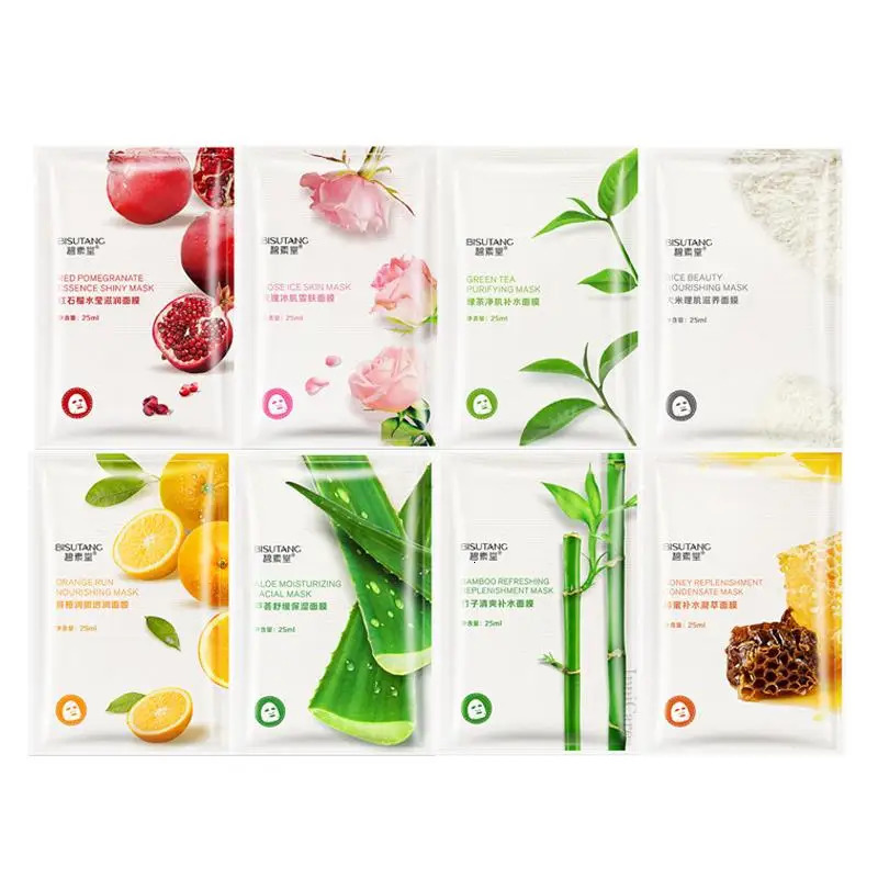 8pcs Natural Plant Face Mask Beauty Skincare Masks Moisturizing Firming Hydrating Mask Face Care Korean Cosmetics i240621