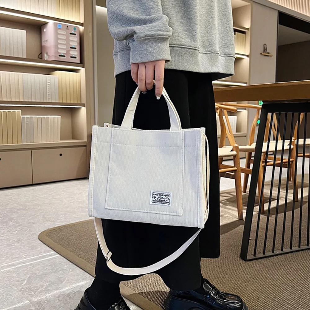 Women's Canvas Casual Tote Bag Retro Art Canvas Crossbody Bags for Women Corduroy Zipper Shoulder Handbags Luxury Designer Sac