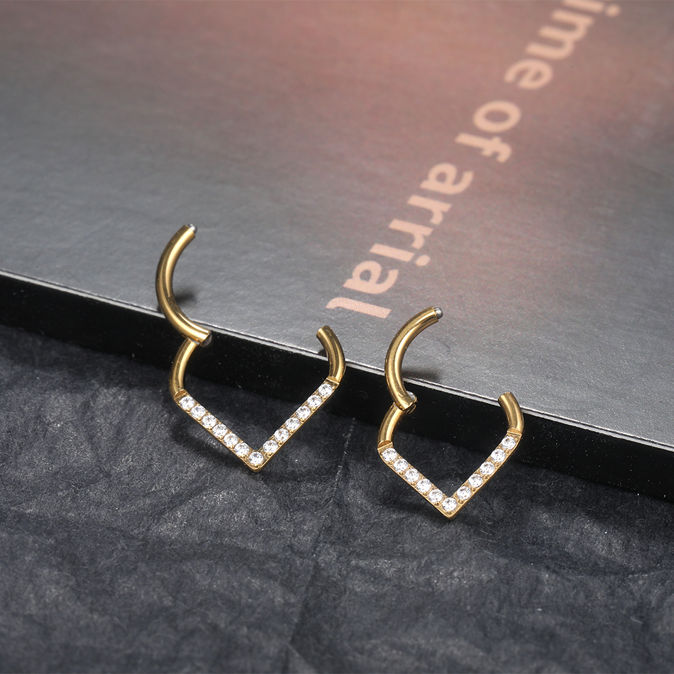 1Pc G23 Titanium Hinged Segment Nose Ring Septum Clicker Hoop Crystal Ear Cartilage Tragus Helix Piercing Earring Body Jewelry