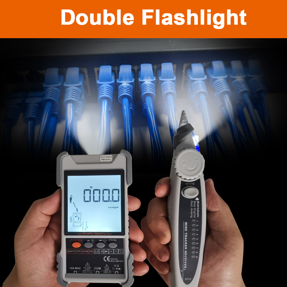 ET616 /ET618 Network Cable Tester Analogs Digital Search POE Test Cable Pairing Sensitivity Adjustable Network Cable Tester