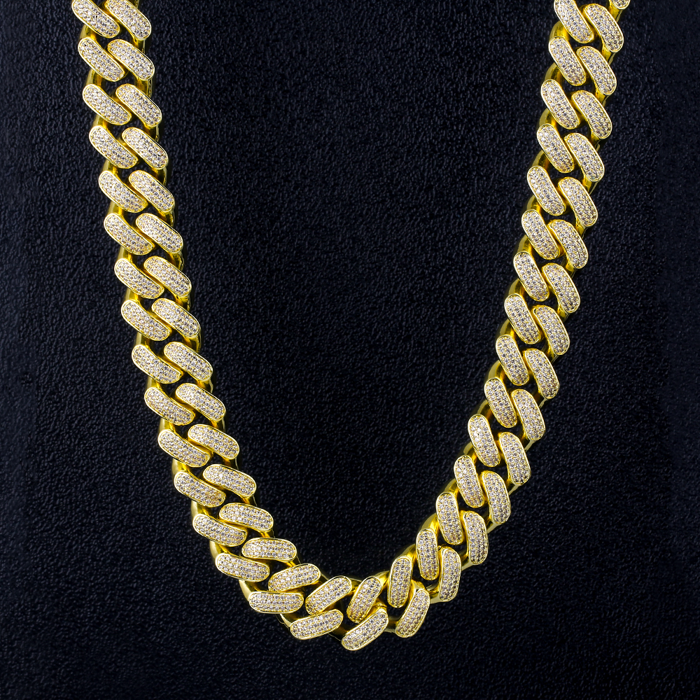 Krkc&Co Wholesale Chain Jewelry 18Mm Cadena De Oro 14K Gold Plated Mens Cuban Link Necklace