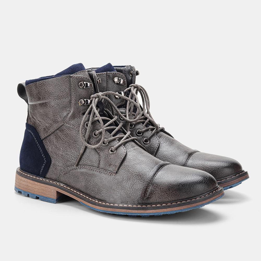 Size 7-13 big size workwear Ankle Boots For Men Men's Cowboy Leather boots Western Round Toes Brand Boot for mens #AL605 a1ed