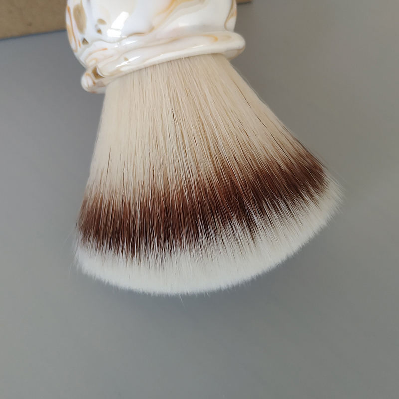 Dscosmetic coffee color A2S Soft synthetic hair 28mm fan shape shaving brush for man wet shaving