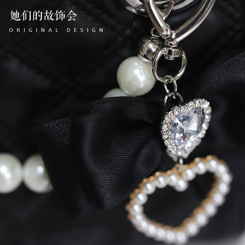 Mine Mass-Produced Japanese Girl Hand Made Bag Bowknot Sweet Cool Diana Bag with Bag Pendant Ladies Small Leather Bags