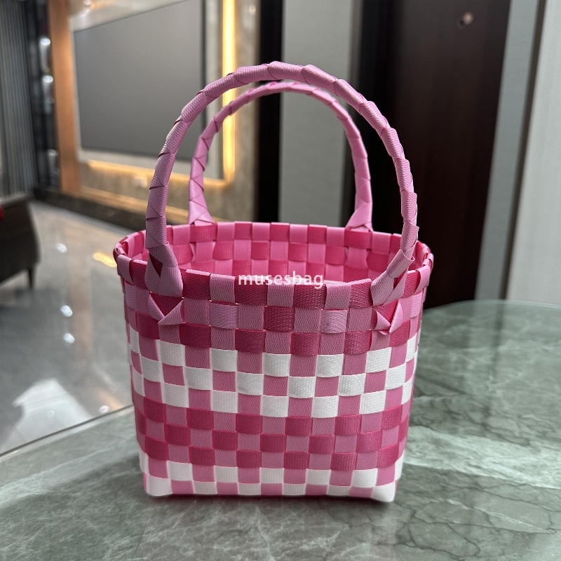 High Quality Women's Designer Large Capacity Woven Basket Storage Basket Handheld Basket with Hand Gift Full Moon Return Gift Bag Small Square Ba