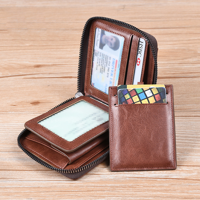 Luxury Designer Genuine Leather Men's Wallets RFID Card Holder Men Wallet Zipper Coin Purse for Male Cardholder Billfold