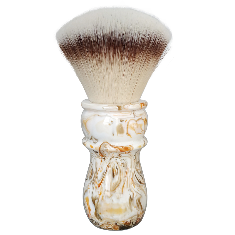 Dscosmetic coffee color A2S Soft synthetic hair 28mm fan shape shaving brush for man wet shaving