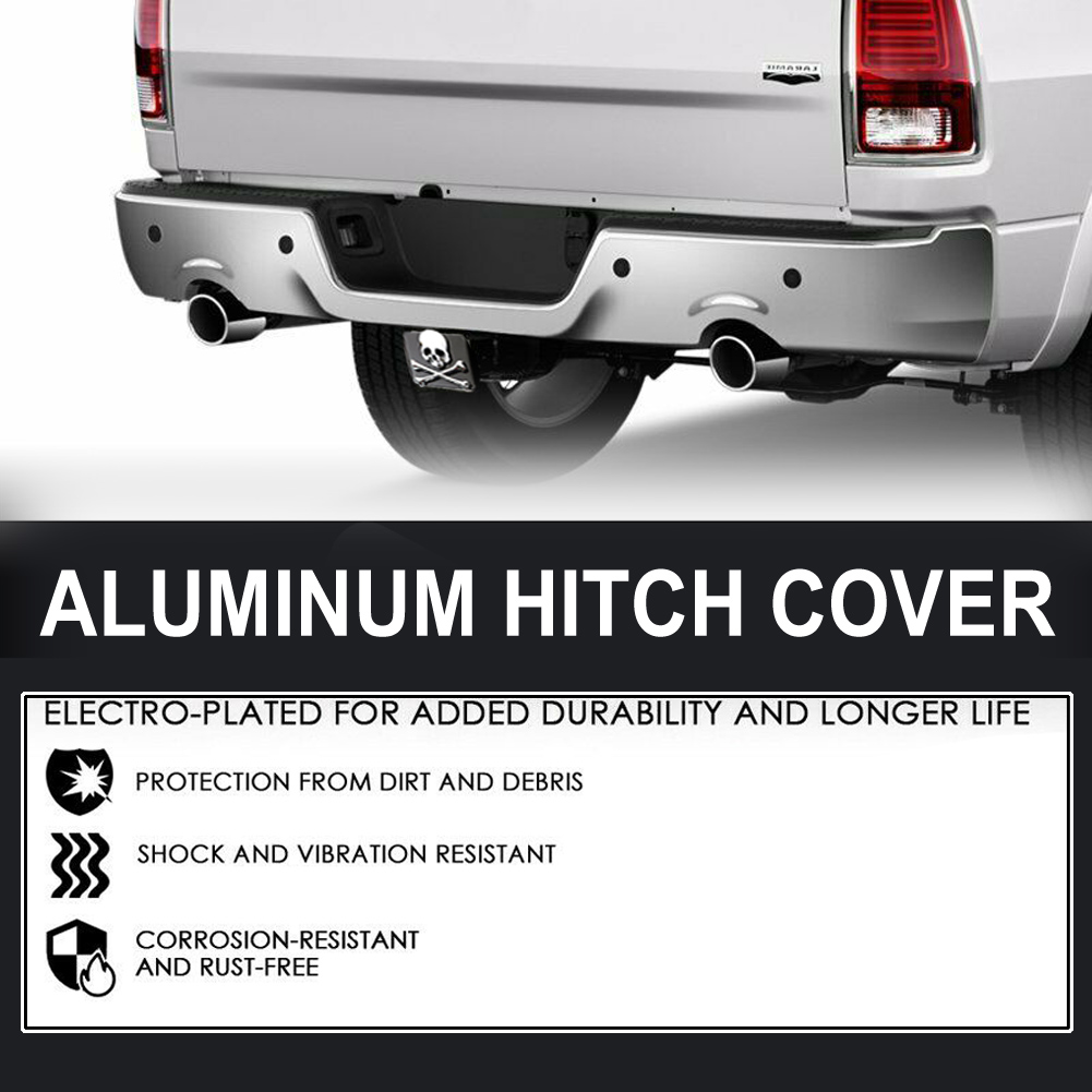 METAL Chrome Emblem Trailer Hitch Cover Hitch Tube Plug Cap Fits 2" 50mm Trunk Receiver Tow Towing Accessories Car Styling Skull