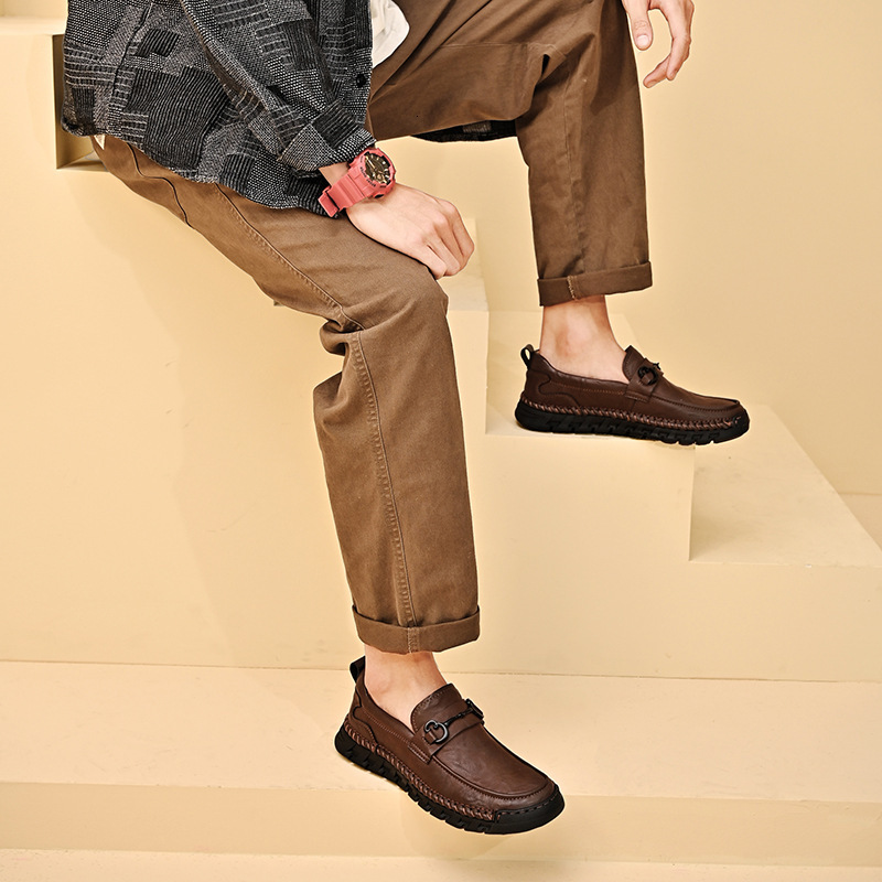 Ddmyoutdoor Four Seasons New Fashion Casual Large Size Men S Wide Edition Dad S Shoes One Step Padded Bean Shoes
