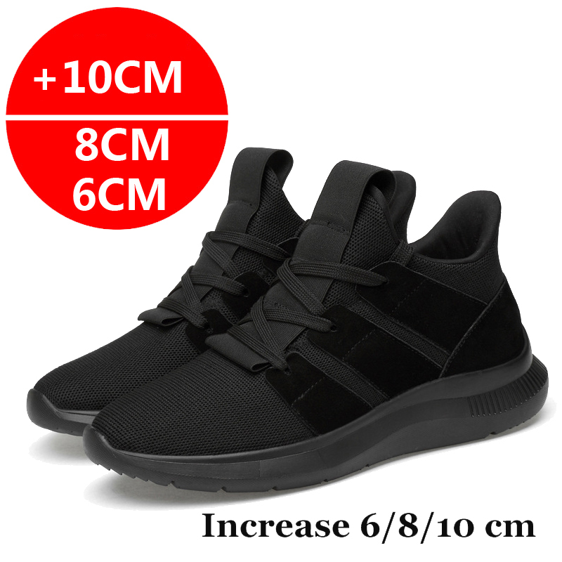 Elevator For Men Mesh Breathable Height Increasing Sneakers - 6/8CM Hidden Heel hot Casual Sports Black Shoes