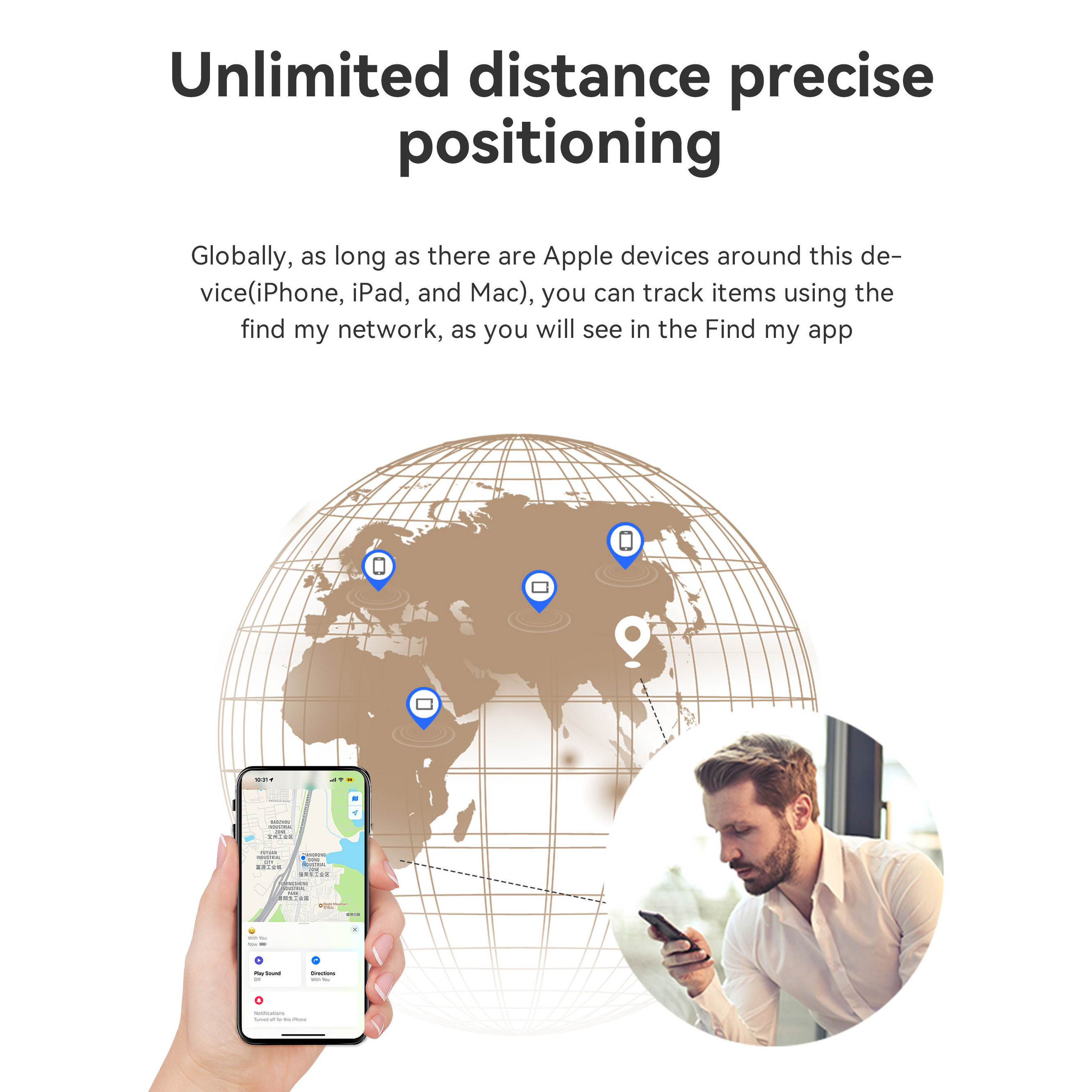 Outdoor Waterproof IP67 Bluetooth Tracker for Air Tag Replacement via Apple Find My to Locate Backpack Suitcase Bike Finder Itag