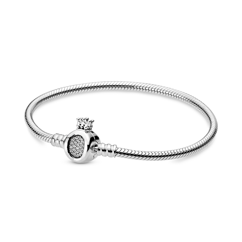 Crown O Clasp Snake Chain Bracelet Real 925 Sterling Silver Luxurious Charm BRACELET for Women Girls Wedding Gift Jewelry with Retail Box Set Factory wholesale
