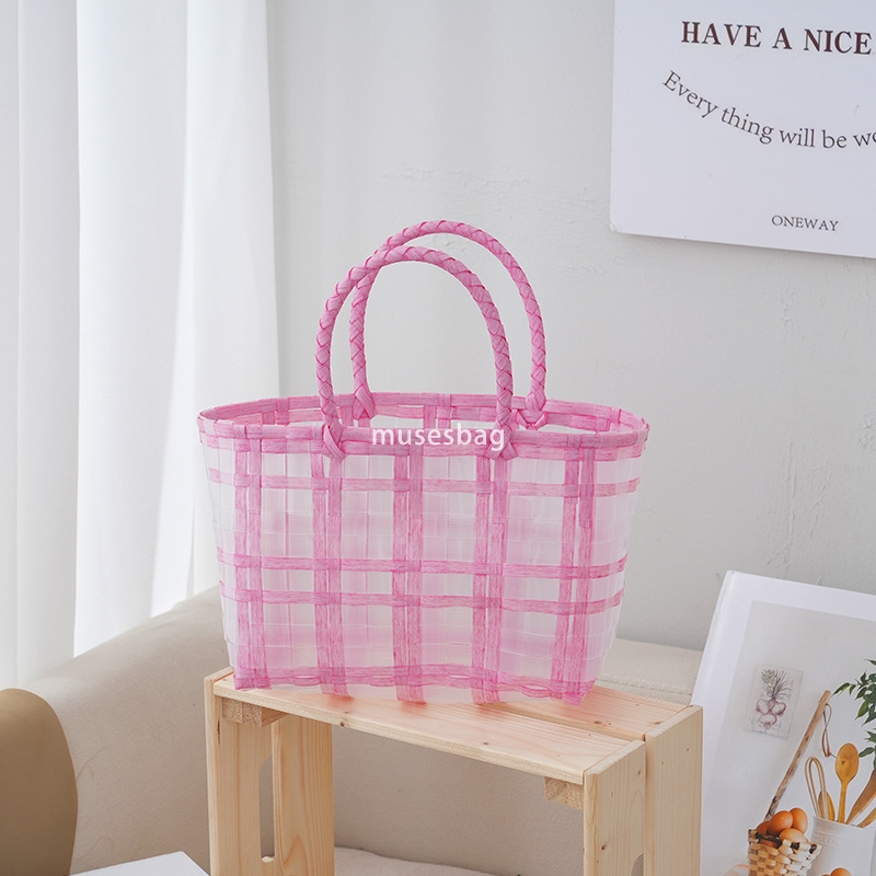 Korean women's high-quality high-end practical cute handbag birthday gift packaging bag large capacity woven vegetable basket bag niche woven bas