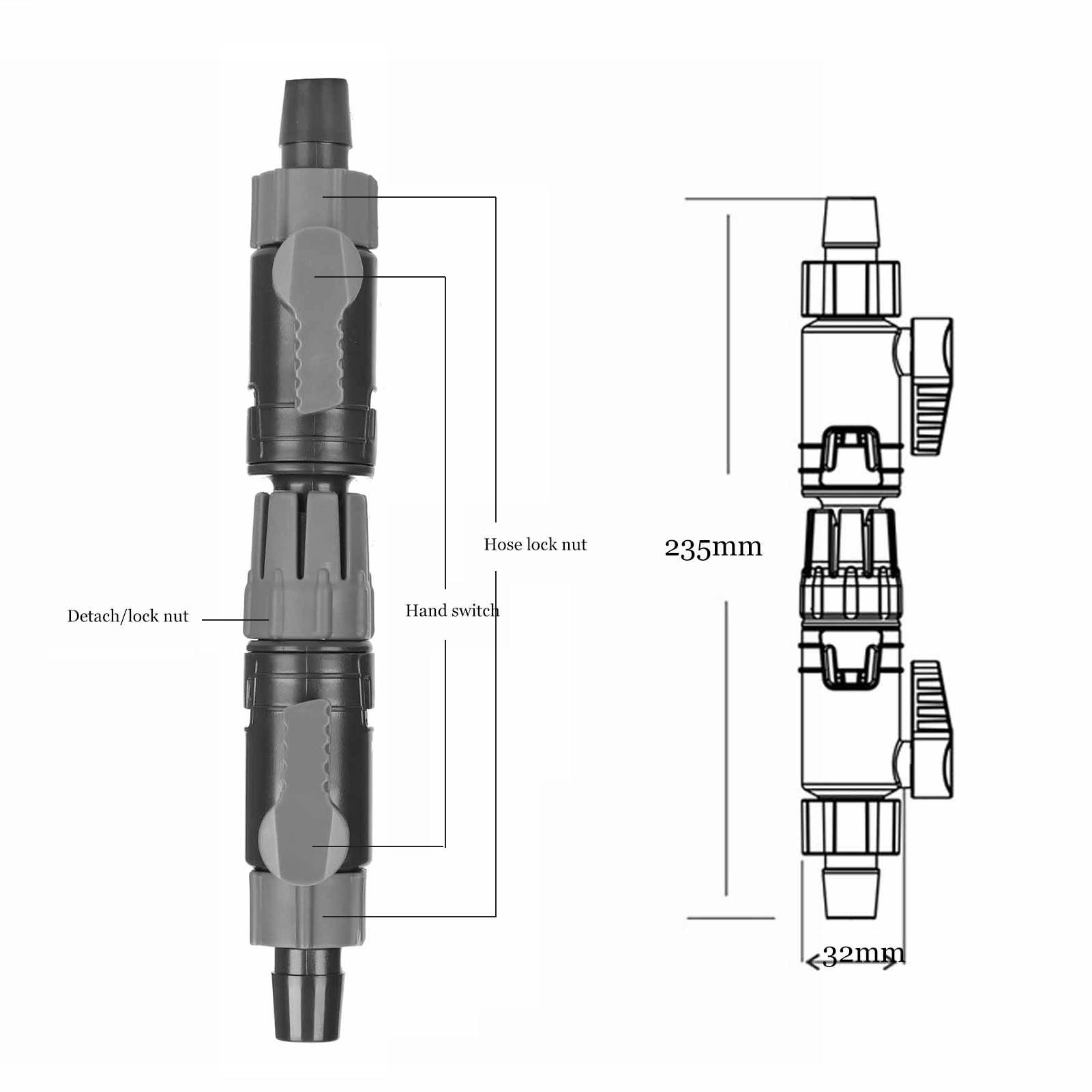 Aquarium Double Tap Connector Aquarium Water Control Valve Fish Hose Pipe Quick Release Double Tap Connector