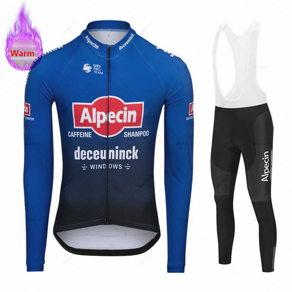 Alpecin Fenix Ciclismo Jersey Set, Ropa de invierno, Road Racing Bike Suit, Thermal Fleece Top, Maillot, Nuevo, 2024