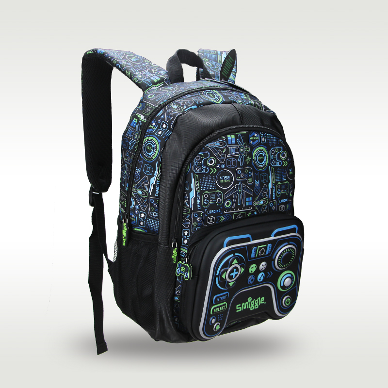 Australia Smiggle hot-selling original children's schoolbag boy backpack waterproof black game console handle bag 7-12 years old