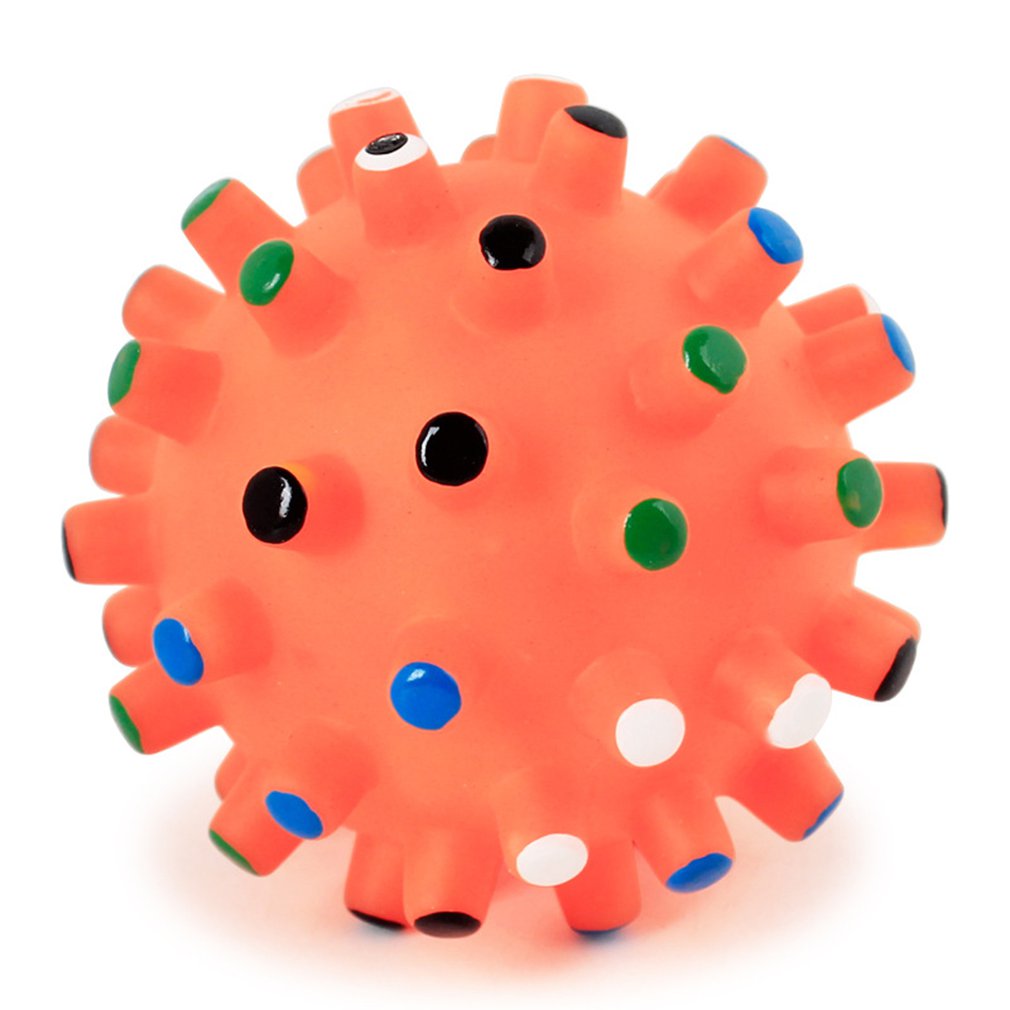 Pet Puppy Dog Squeaky Fetch Ball Toys Bite Resistant Squeeze Chew Toy for Aggressive Chewers Cute Ball Design Small Spiky Ball
