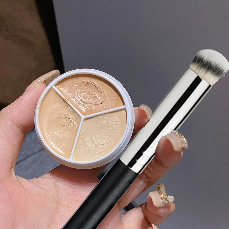 3-Color Concealer Palette Cream Texture Covers Marks Dark Circles Multifunction Face Makeup Lasting Brighten Face Cosmetics 240625