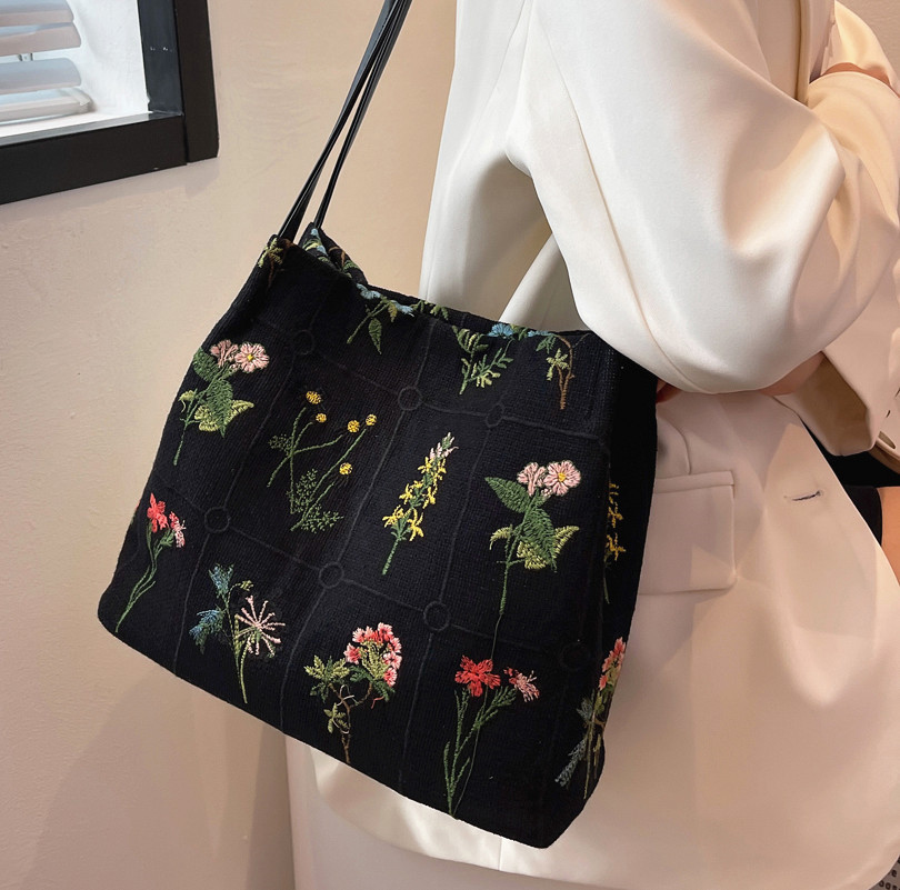 Big Flower Handbags For Women - Designer Floral Tote Bag With High Capacity