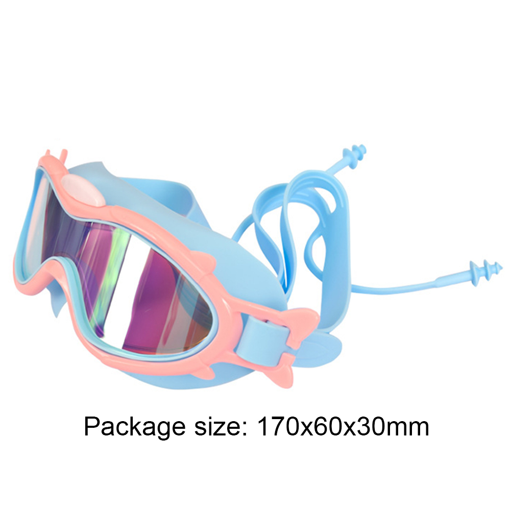 Children Swim Eyewear Waterproof Silicone with Earplugs Snorkeling Diving Goggles Safe Soft Elastic Antifogging for Water Sports