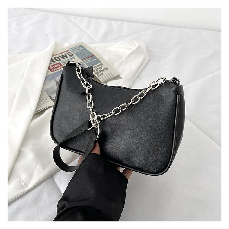 Shoulder Bags Women Underarm Chain Bag PU Candy Colors Zipper Summer Simple Students Daily Casual Handbags OL Korean Style Chic