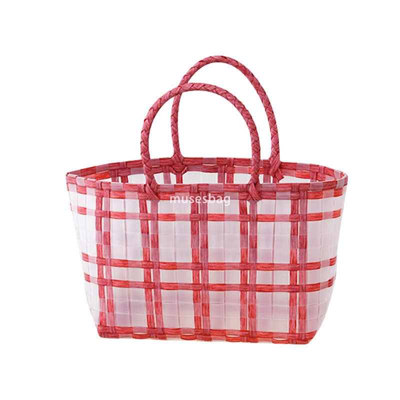 Korean women's high-quality high-end practical cute handbag birthday gift packaging bag large capacity woven vegetable basket bag niche woven bas