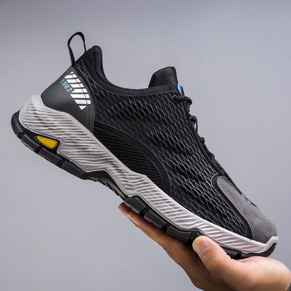 Men Sports Shoes Plus Size 39-47 Breathable Athletic Fashion Round Toe Shoes Men's Lace-up Sneakers Orange Free shipping