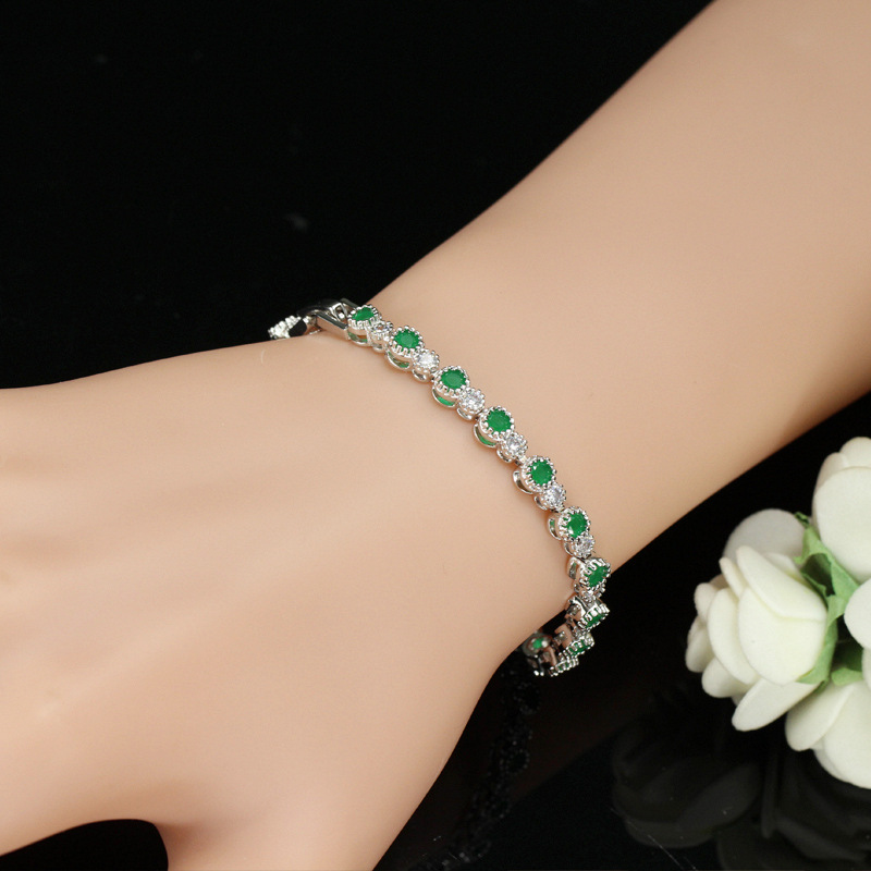 Exquisite White Gold Fill Emerald Cubic Zirconia Wedding Bracelet: urious Elegance for the Modern Bride