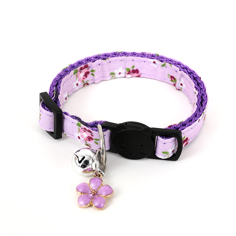 Breakaway Cat Collars with Bells & Pendant,Flower Cat Collar,Adjustable Collars for Female Girl Cats Male Boy Cats and Puppy