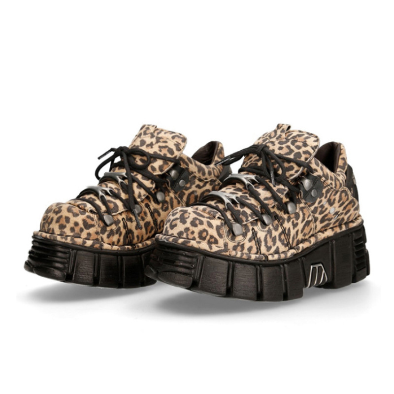 Sneakers bb804 Height Fashionable Increasing Leisure-Level Super Popular Leopard print Gothic Punk Platform High-Top Daddy Shoes