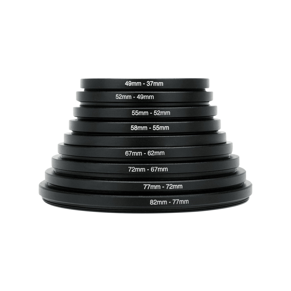 18pcs 9pcs Camera Lens Filter Adapter Ring Step Up/Down Set 37-82mm 82-37mm for All DSLR Camera Lens Mount Set Kit