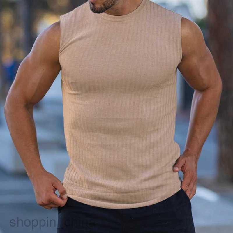 Men's T Shirts Summer Knitted Vertical Stripe Fitness Sports Slim Fit Tank Top Male Running Vertical Stripe Tank Top for Men tees tops