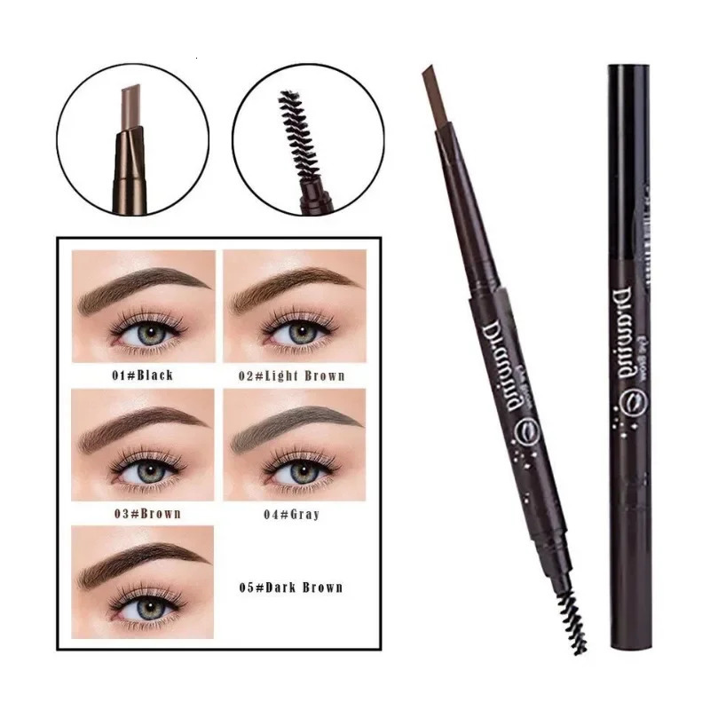 6 Colors Eyebrow Cosmetics Pencil Waterproof Double-headed Eyebrow Tattoo Natural Long Lasting Makeup Paint Eyebrow Pencil 240625