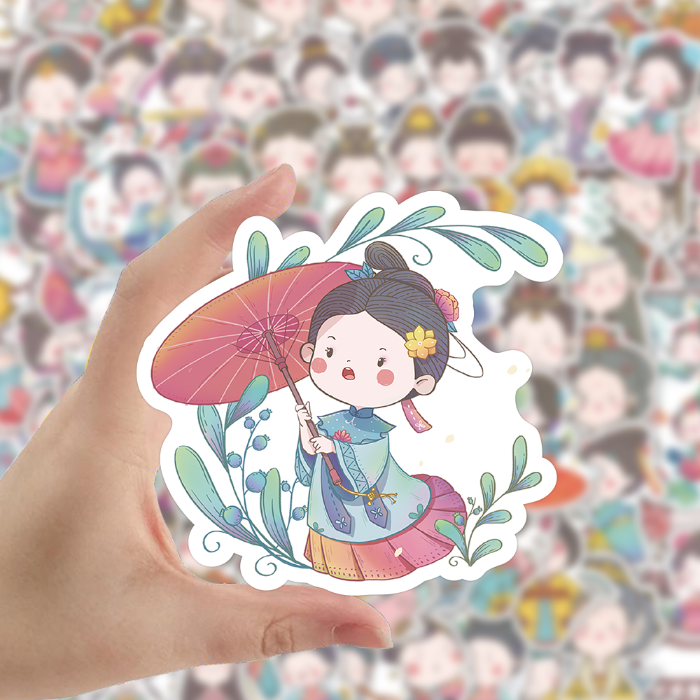 49PCS Chinese Girl In Ancient Style Stickers DIY Fridge Guitar Laptop Motorcycle Skateboard Graffiti Joke Sticker Decal Kid Toy