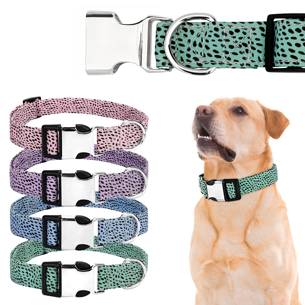 Dog Collar and Leash Set, Soft Adjustable Dog Collar with Safety Buckle, Pet Collar for Small Medium Large Dogs and Cats 4 Size