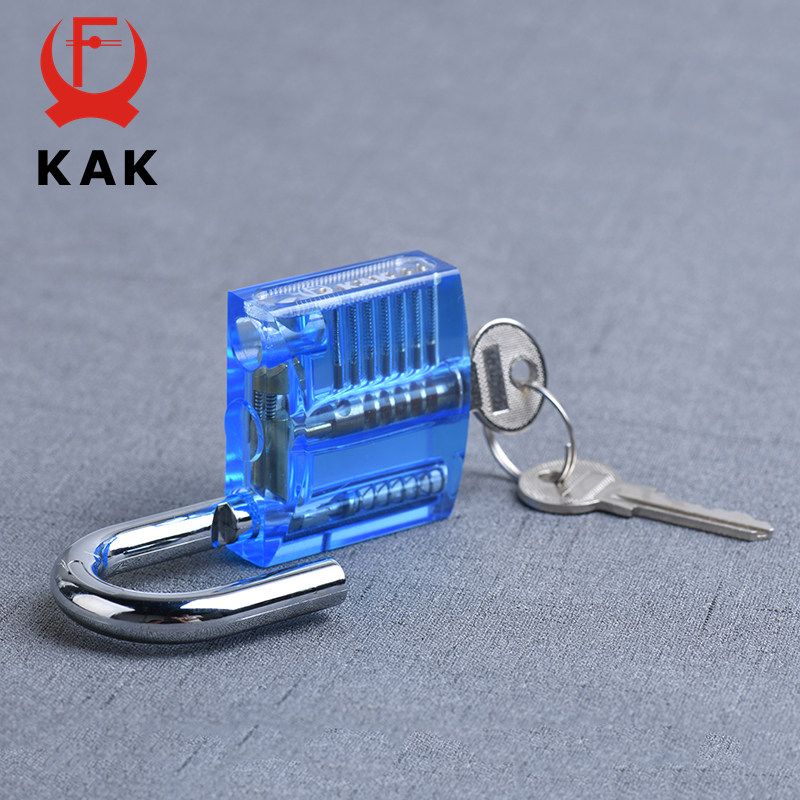KAK Transparent Practice Padlock with Keys 80x50mm DIY Visible Lock Pick Tools Cutaway Practice Padlock Training Locksmith Tool
