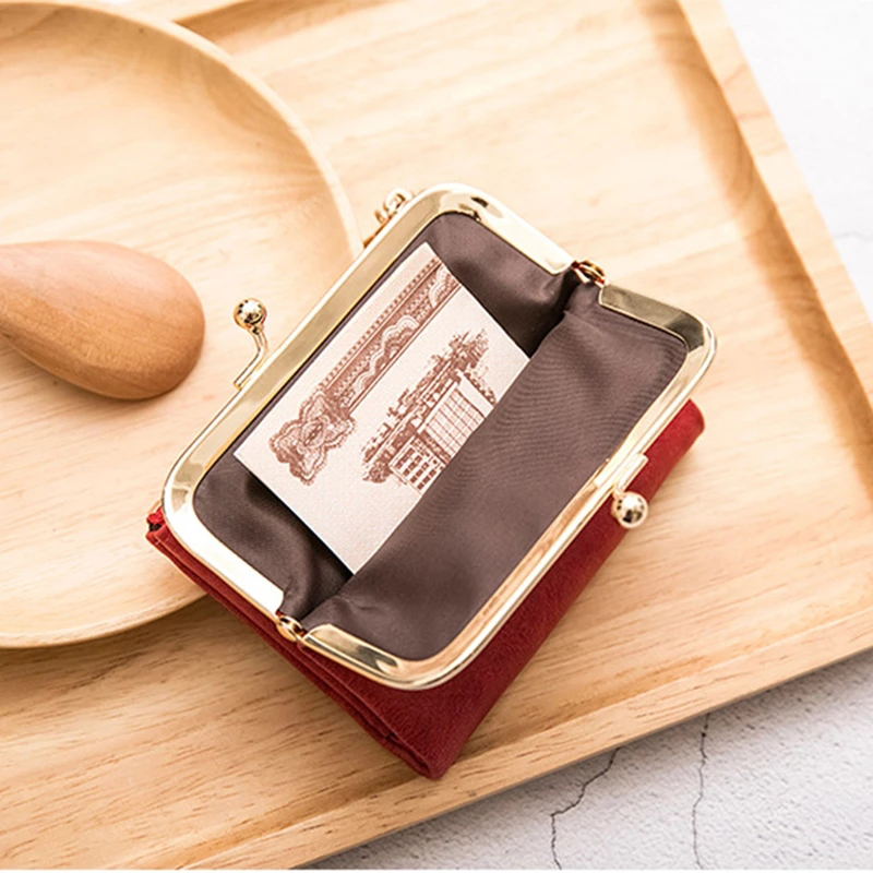 Vintage Women's Wallets Short Zipper Coin Purse for Women Card Holder Wallet Luxury Designer PU Leather Folding Women Clutch Bag