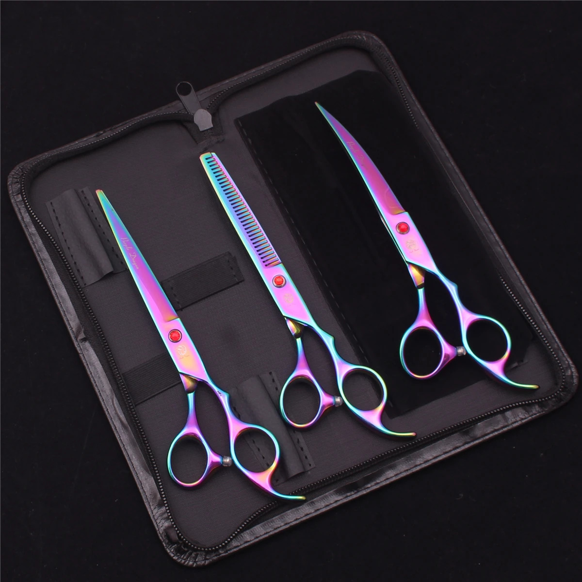 Purple Dragon Pet Scissors 7 Stainless Dog Groomming Scissors Kit Straight Shears Thinning Shears Chunker Curved Shears Z3003 i240621