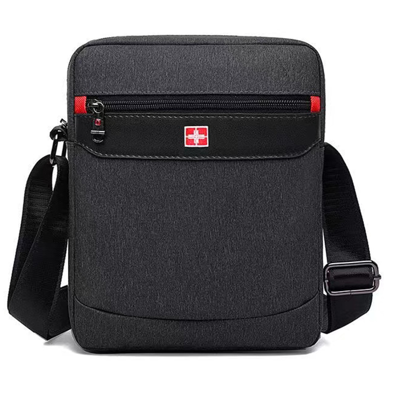 Swiss Shoulder Bag Leisure Briefcase Small Messenger Bag for 9.7" 11"Tablets and Documents Men's Black Handbag crossbody bag