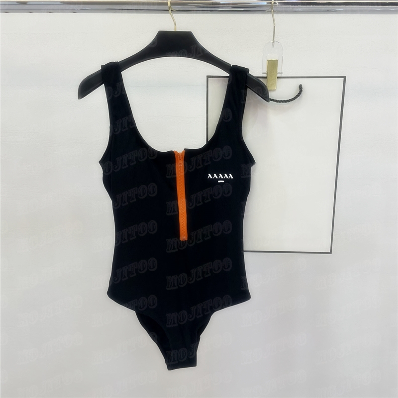 Designer Half Zipper Swimsuit One Piece Bikini Womens Bodysuit Letter Print Bathing Suit Beach Swimwear