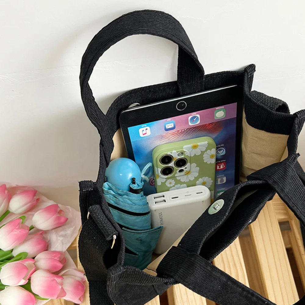 Women's Canvas Casual Tote Bag Retro Art Canvas Crossbody Bags for Women Corduroy Zipper Shoulder Handbags Luxury Designer Sac