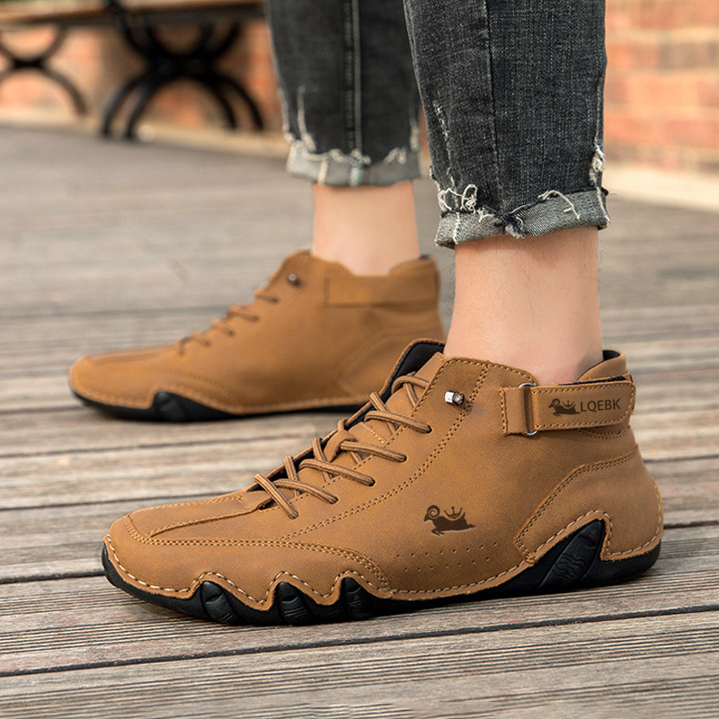 2025 NEW for Leather Casual Sneakers Waterproof Motorcycle Ankle Boots Italian Brand Men Shoes High Quality Loafers b
